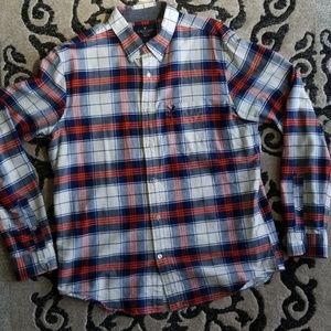 🤩Blue/Orange/White Button Down Shirt By AEO.🤩